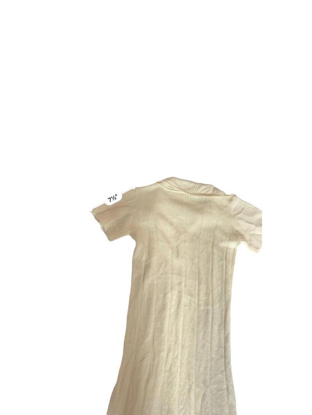 Vintage Cream Short-Sleeve Knit Dress Collar & Button Front - Picture 9 of 9